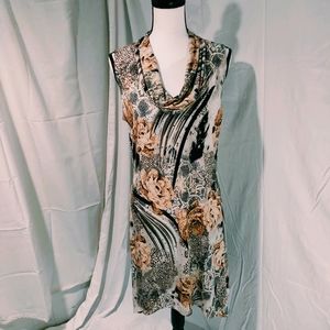 Cream midlength dress w comfortable, swishy fabric